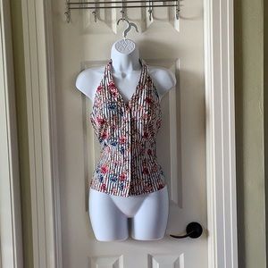 NWT White house black market button front halter shirt size 0